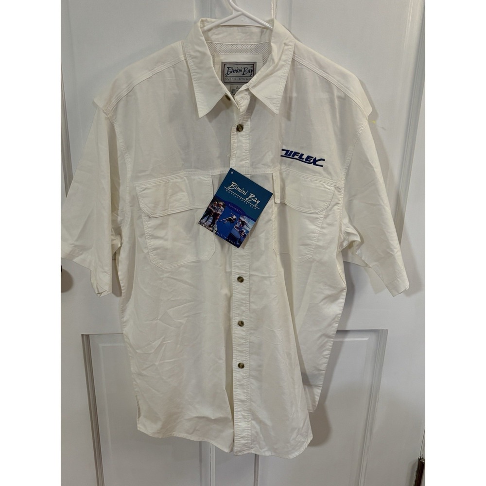 NWT Bimini Bay Outfitters‎ UFlex Men's Button Shirt Large Speckled Trout On Back